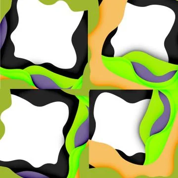 Abstract cut out abstract waves for web design. Color geometric pattern. Vector Stock Illustration