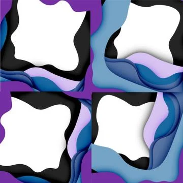 Abstract cut out abstract waves for web design. Color geometric pattern. Vector Illustrazione stock