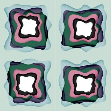 Abstract cut out abstract waves for web design. Color geometric pattern. Vector 스톡 일러스트