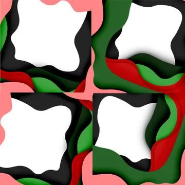 Abstract cut out abstract waves for web design. Color geometric pattern. Vector Illustrazione stock