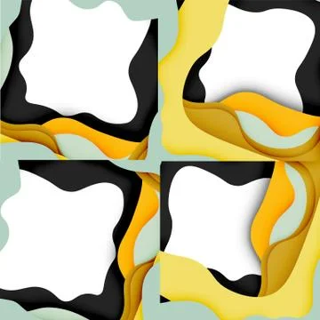 Abstract cut out abstract waves for web design. Color geometric pattern. Vector Illustrazione stock