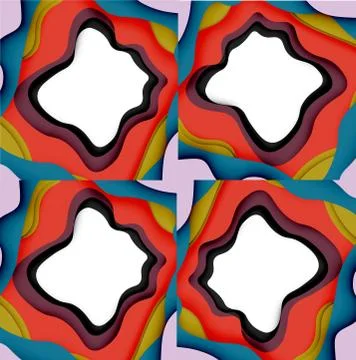 Abstract cut out abstract waves for web design. Color geometric pattern. Vector Illustrazione stock
