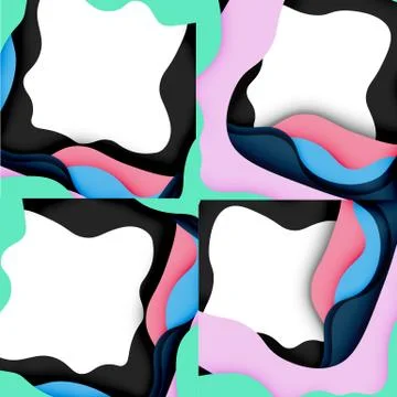 Abstract cut out abstract waves for web design. Color geometric pattern. Vector 스톡 일러스트
