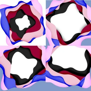 Abstract cut out abstract waves for web design. Color geometric pattern. Vector Illustrazione stock