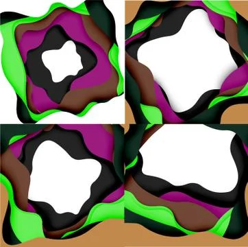 Abstract cut out abstract waves for web design. Color geometric pattern. Vector 스톡 일러스트
