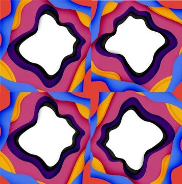 Abstract cut out abstract waves for web design. Color geometric pattern. Vector Illustrazione stock