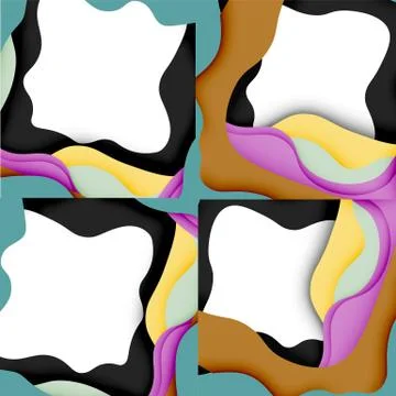 Abstract cut out abstract waves for web design. Color geometric pattern. Vector Illustrazione stock