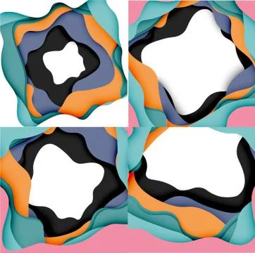 Abstract cut out abstract waves for web design. Color geometric pattern. Vector Illustrazione stock