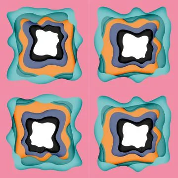 Abstract cut out abstract waves for web design. Color geometric pattern. Vector Illustrazione stock