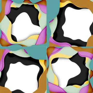 Abstract cut out abstract waves for web design. Color geometric pattern. Vector Stock Illustration