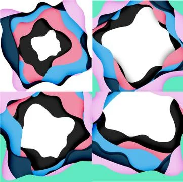 Abstract cut out abstract waves for web design. Color geometric pattern. Vector イラスト素材