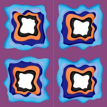 Abstract cut out abstract waves for web design. Color geometric pattern. Vector Illustrazione stock