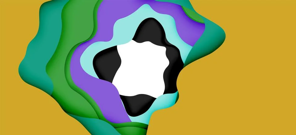 Abstract cut out abstract waves for web design. Color geometric pattern. Vector Illustrazione stock