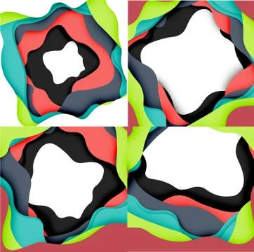 Abstract cut out abstract waves for web design. Color geometric pattern. Vector Stock Illustration
