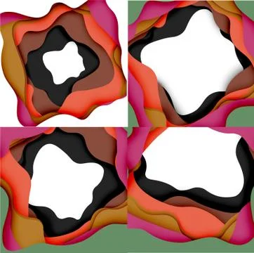 Abstract cut out abstract waves for web design. Color geometric pattern. Vector イラスト素材