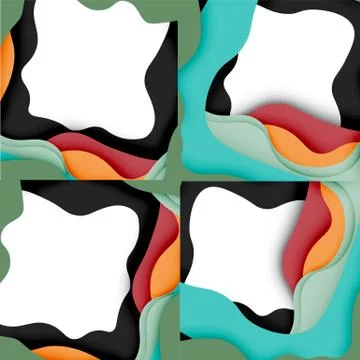Abstract cut out abstract waves for web design. Color geometric pattern. Vector Illustrazione stock