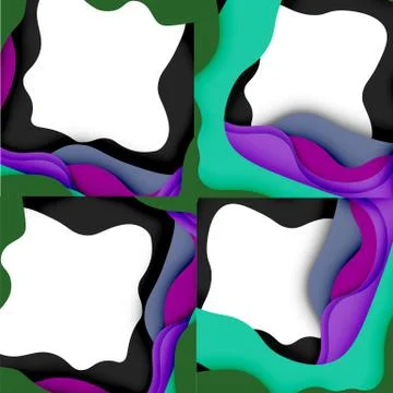 Abstract cut out abstract waves for web design. Color geometric pattern. Vector 스톡 일러스트
