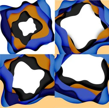 Abstract cut out abstract waves for web design. Color geometric pattern. Vector イラスト素材