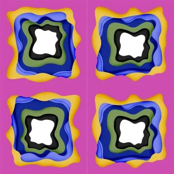 Abstract cut out abstract waves for web design. Color geometric pattern. Vector 스톡 일러스트