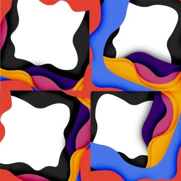 Abstract cut out abstract waves for web design. Color geometric pattern. Vector 스톡 일러스트