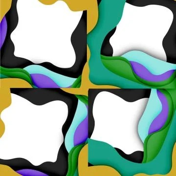Abstract cut out abstract waves for web design. Color geometric pattern. Vector Illustrazione stock