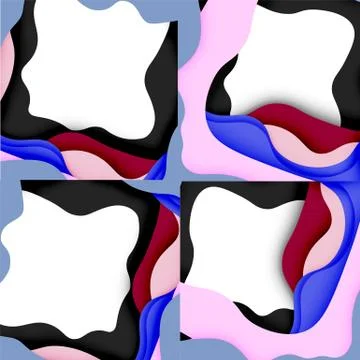 Abstract cut out abstract waves for web design. Color geometric pattern. Vector Illustrazione stock