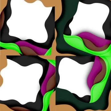 Abstract cut out abstract waves for web design. Color geometric pattern. Vector Illustrazione stock