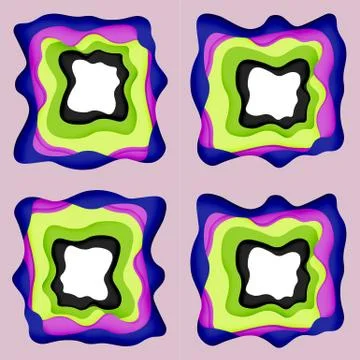 Abstract cut out abstract waves for web design. Color geometric pattern. Vector Illustrazione stock