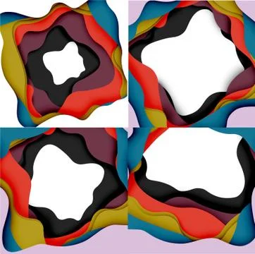 Abstract cut out abstract waves for web design. Color geometric pattern. Vector 스톡 일러스트
