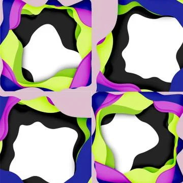 Abstract cut out abstract waves for web design. Color geometric pattern. Vector Illustrazione stock