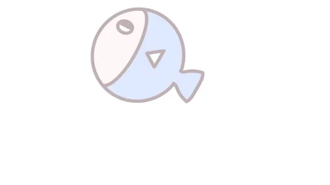 Abstract Cute Cartoon A Blue Fish Swimming On White Water Background Stock Footage 282525800