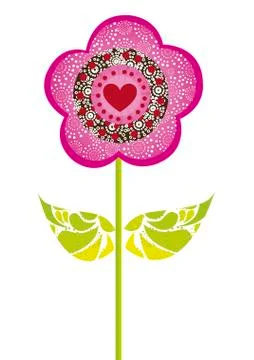 Abstract cute flower isolated over white background. vector Ilustração Stock