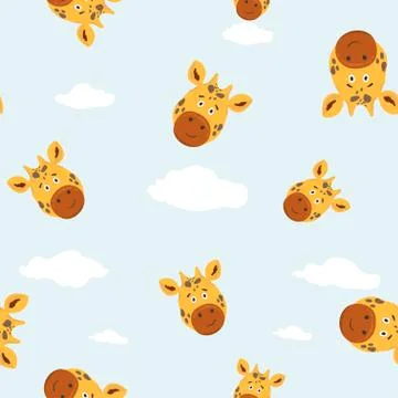 Abstract cute giraffe seamless pattern background. bright giraffe painted. Na Stock Illustration