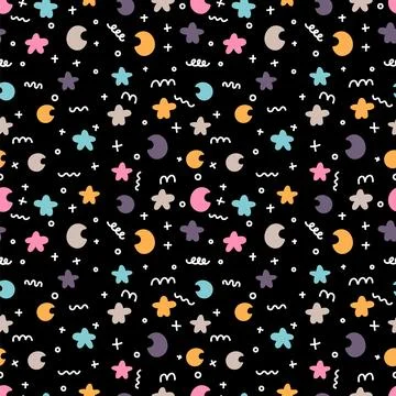 Abstract cute hand drawn seamless pattern. Wrapping paper. Geometric shapes.. Stock Illustration