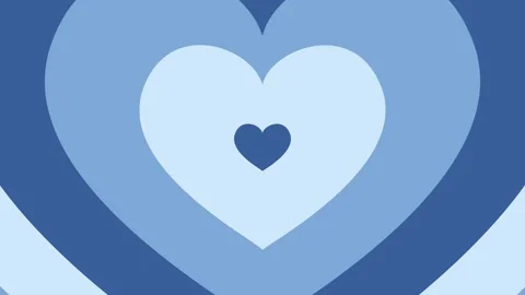 Abstract cute pastel blue concentric hearts tunnel background loop Video stock 336953510