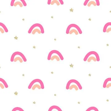 Abstract cute rainbow seamless vector pattern. Stock Illustration
