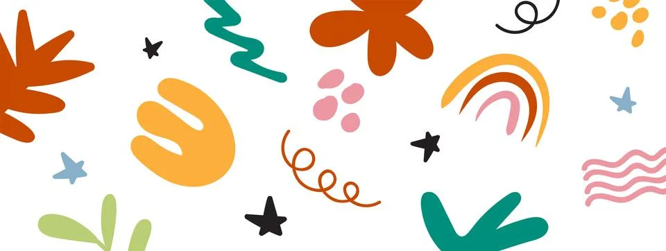 Abstract cute shape doodle fun hand drawn background. Fun illustration for .. Stock Illustration