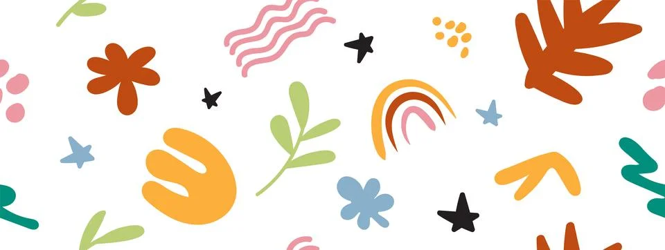 Abstract cute shape doodle fun hand drawn in seamless background. Fun illus.. Stock Illustration