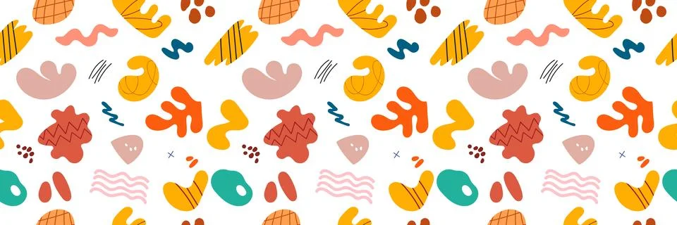 Abstract cute shape doodle fun hand drawn in pattern seamless background. A.. Illustrazione stock