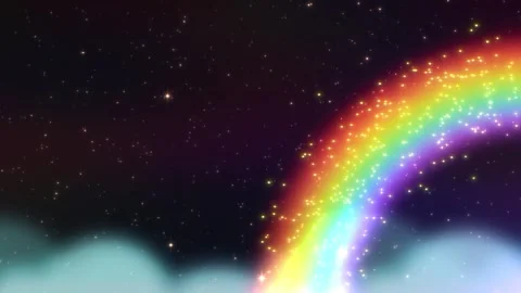 Abstract cute sky with star and rainbow glow neon style. Stock Footage 288512929