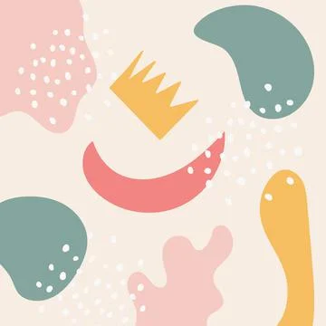 Abstract cute square background of simple shapes and with free space in cente Stock Illustration