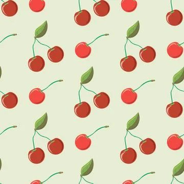 Abstract cute vector seamless pattern with cherry Stock Illustration