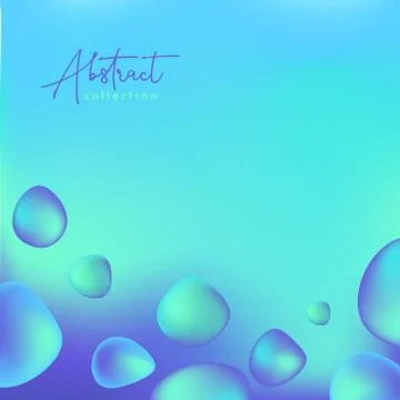 Abstract cyan and blue vector trendy background with fluid gradient 3d shapes Stock Illustration