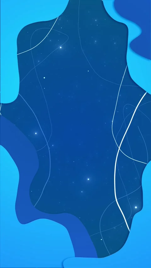 Abstract cyan and navy waves surround a wide blue center filled with soft stars Stock Footage 341017719