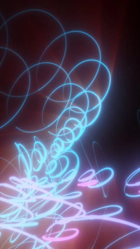 Abstract cyan and pink light trails with visible newspaper text overlay, cr.. 動画素材 334037022