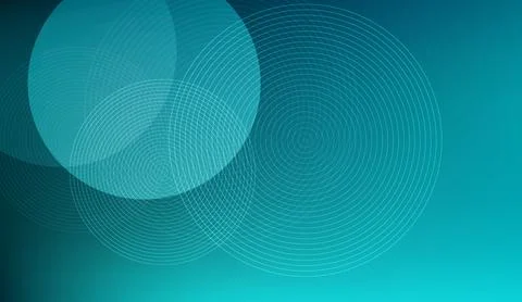 Abstract cyan background with overlapping glowing circles and geometric Stock Illustration