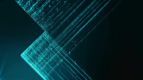 Abstract cyan digital data streams flowing through cyber space Stock Footage 332911060