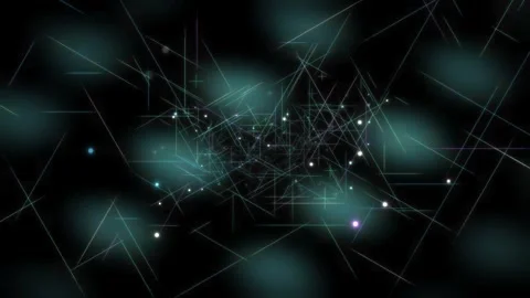 Abstract Cyan Digital Grid Network Particles Loop Stock Footage 335591500