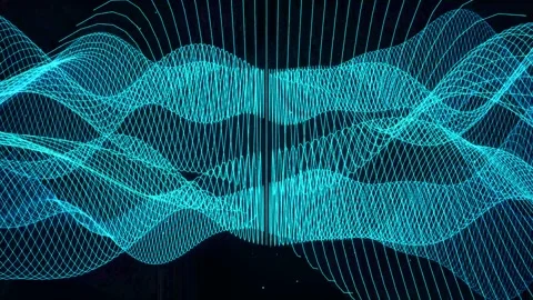Abstract cyan digital waveform background, pulsing data network animation Video stock 345181360