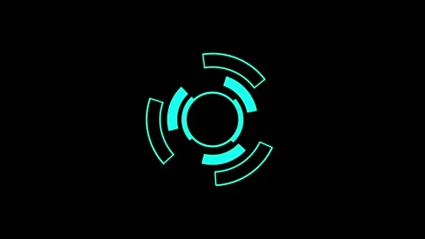 Abstract cyan glow geometric shape motion on black background, futuristic d.. Stock Footage 339513216